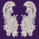 Beaded Bridal Lace Applique White 8.75 x 4