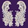 Beaded Bridal Lace Applique White 8.75 x 4