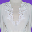 1 Pair Handmade Beaded Lace Applique on Satin for Bridal & Baptism 12.25" x 3.25" Each Side