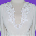 Beaded Lace Applique on Satin Off White