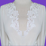 Beaded Lace Applique on Satin Off White