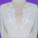 Handmade Beaded Lace Applique Polyester Fabric - Off White, 12.25" X 3.25" (1 Pair)