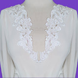 Beaded Lace Applique on Satin Off White