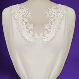Beaded & Corded Floral Lace Applique Embroidered On 100% Polyester Net Mesh Fabric - White Floral Applique, 2.75" X 8.75" (1 Pair)