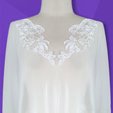 1 Pair Beaded Lace Applique Embroidered on 100% Polyester Satin 9.25" x 3.75" Each Side