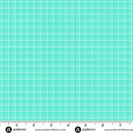 Cotton Print Aqua Parallel Play Fabric 44/45"