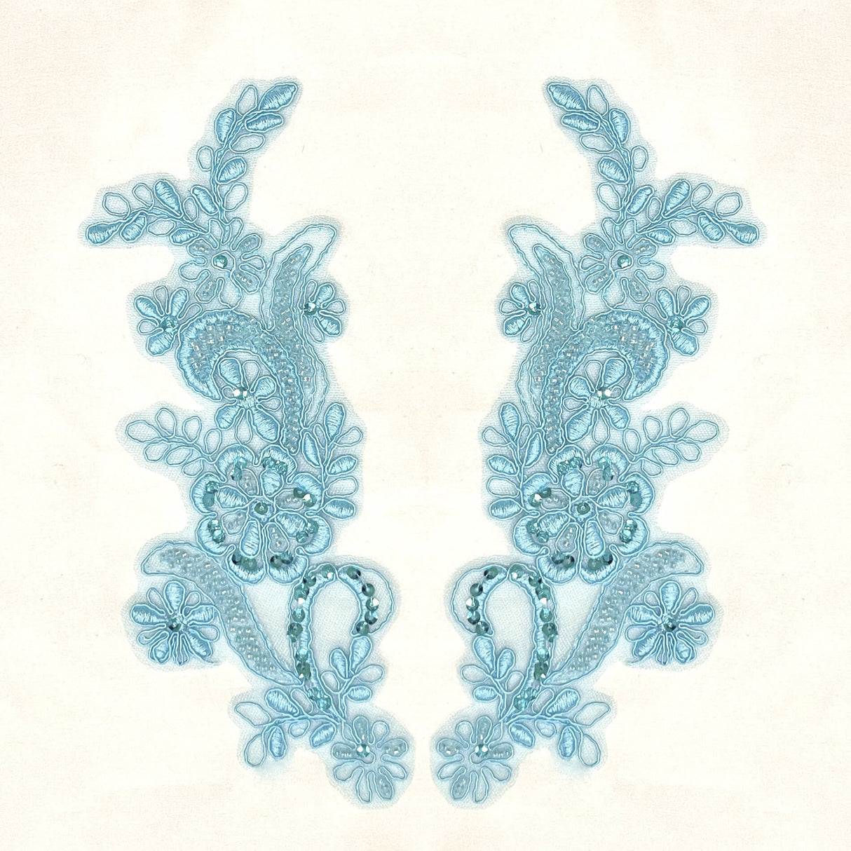 Beaded Corded Floral Lace Applique
