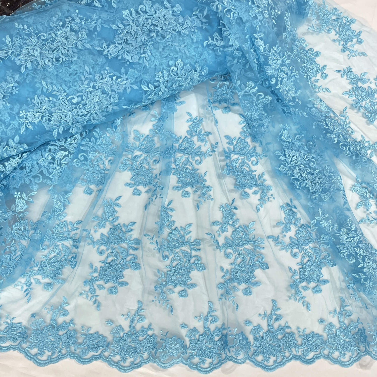 Corded Floral Lace Fabric Ivory