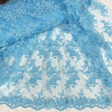 Corded Floral Lace Fabric - Scalloped Edges, 53" Width (1 Yard)