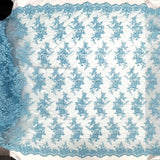 Corded Floral Lace Fabric - Scalloped Edges, 53" Width (1 Yard)