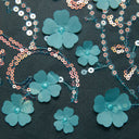 1 yarda de tela de encaje de tul bordada con apliques y patrón floral 3D increíble, 52" de ancho