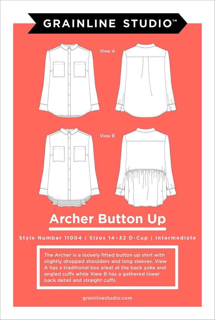 Button-Up Shirt Sewing Pattern Sizes 14-32