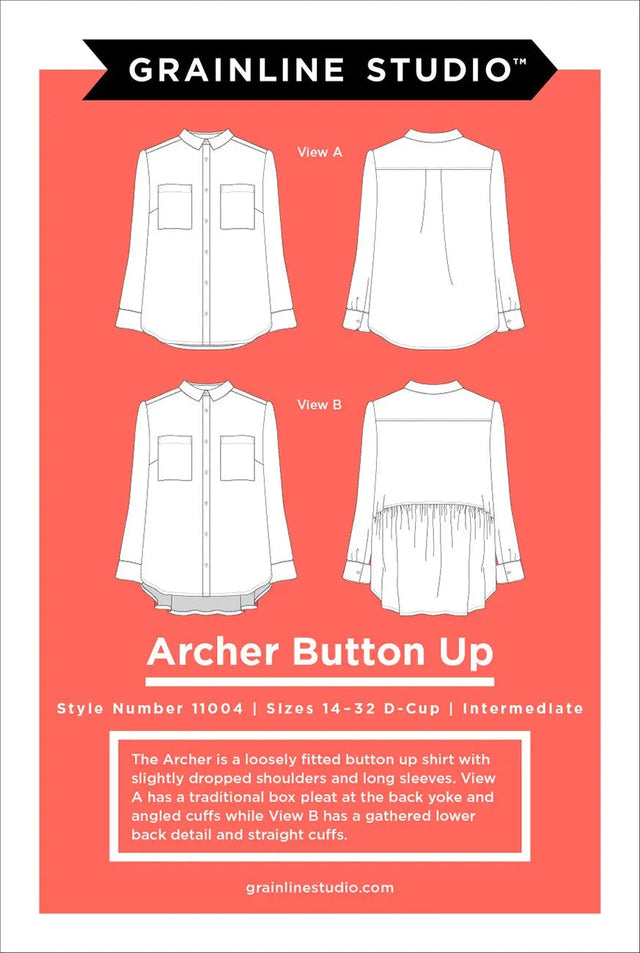 Button-Up Shirt Sewing Pattern Sizes 14-32