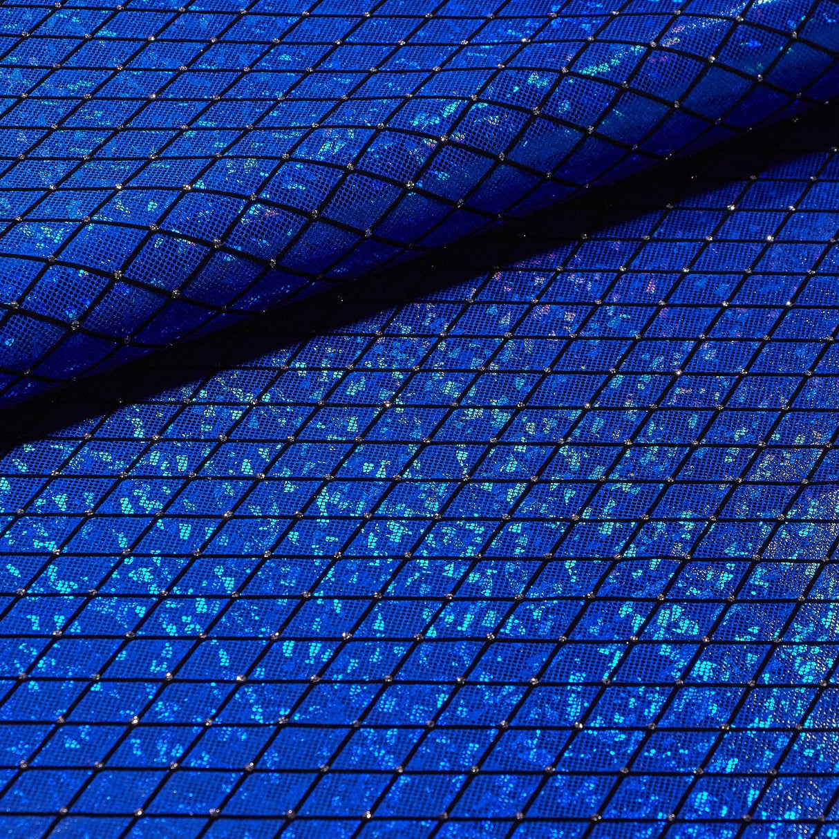 Argyle Shattered Glass Nylon Spandex Fabric - Holographic Foiled Glitter Flocking, 54" Width (1 Yard)