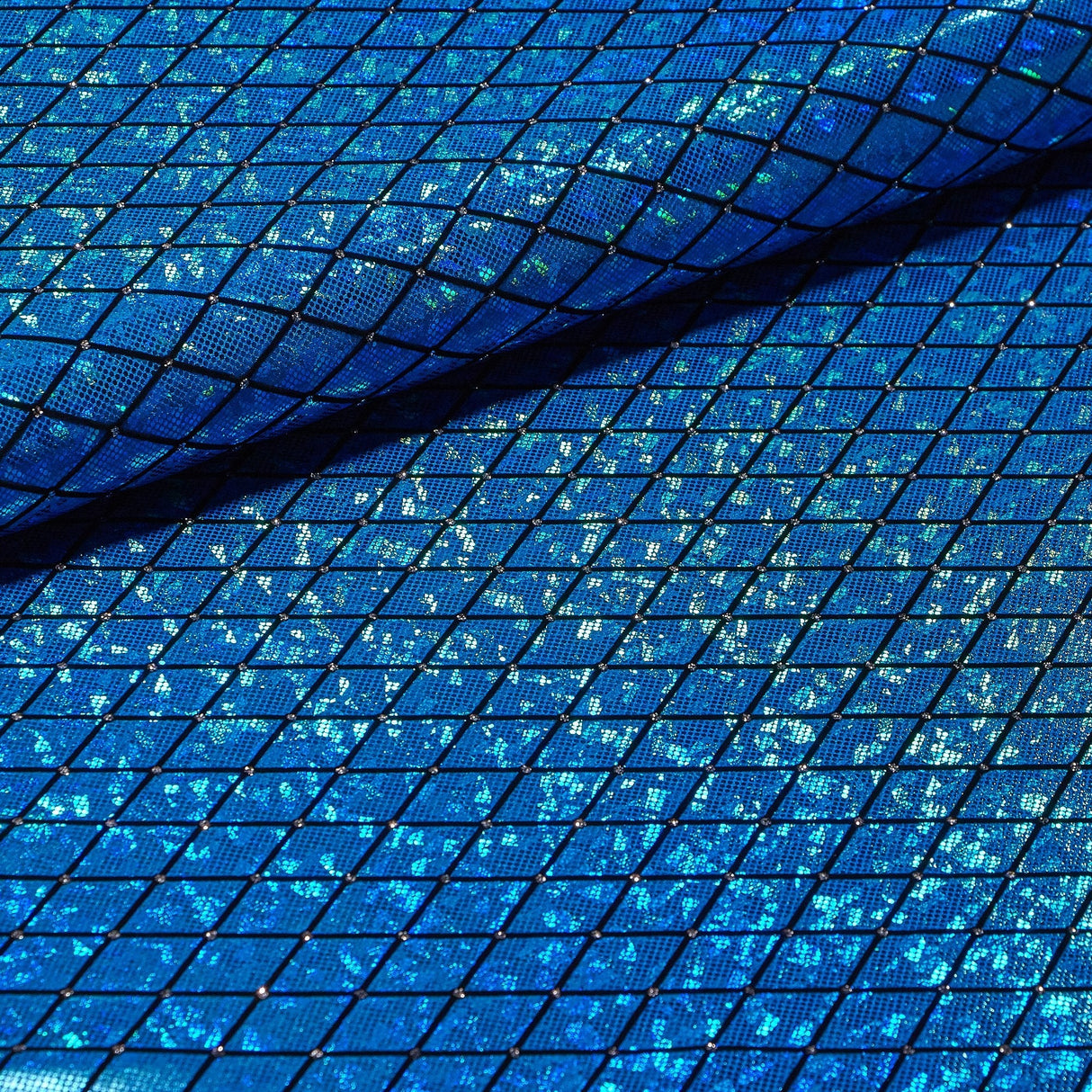 Argyle Shattered Glass Nylon Spandex Fabric - Holographic Foiled Glitter Flocking, 54" Width (1 Yard)