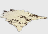 Vegan Cream Metallic Shinny Glow Faux Hide Cowhide Rug - Silver, Brown Patch, Black Patch, 5' X 7' (1 Piece)