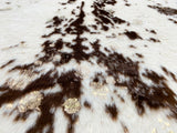 Vegan Cream Metallic Shinny Glow Faux Hide Cowhide Rug - Silver, Brown Patch, Black Patch, 5' X 7' (1 Piece)
