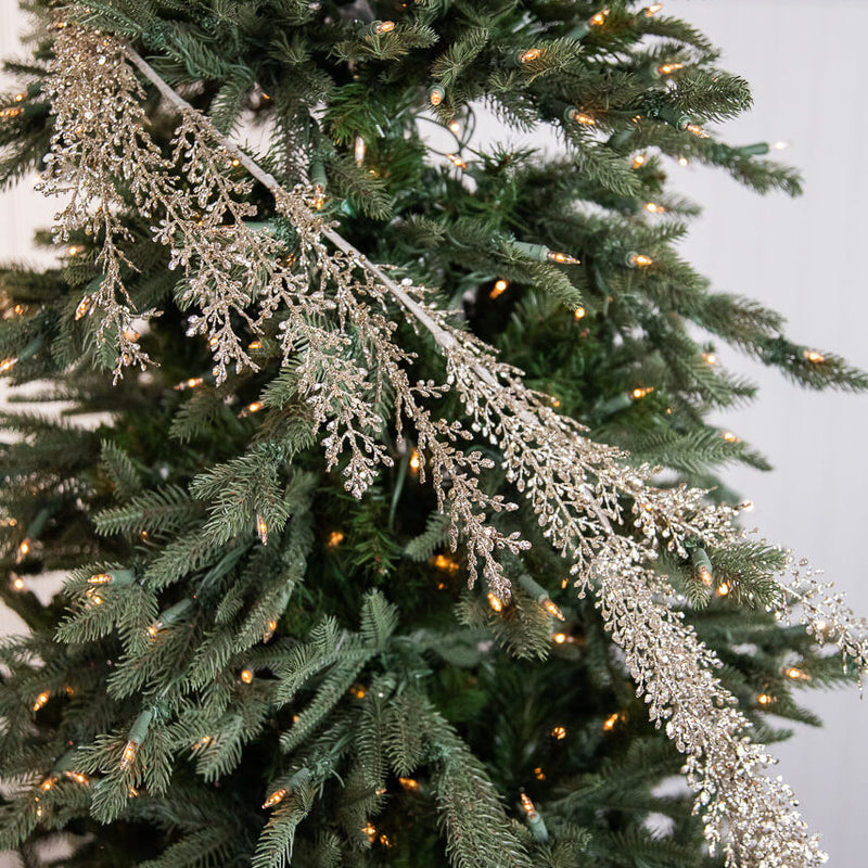 White Glitter Artemisia Garland 48 Inch Sequin Holiday Decoration