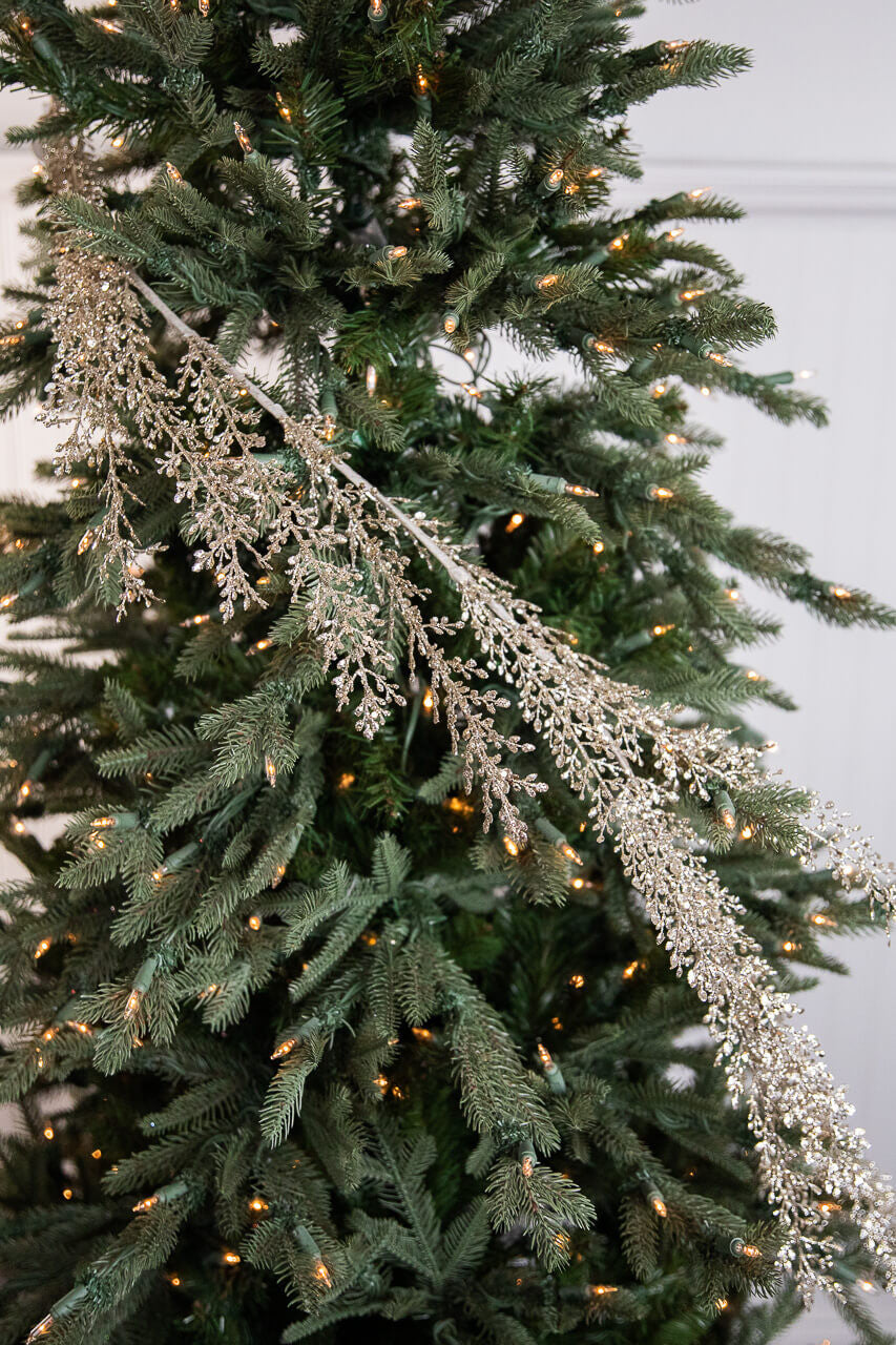 White Glitter Artemisia Garland 48 Inch Sequin Holiday Decoration