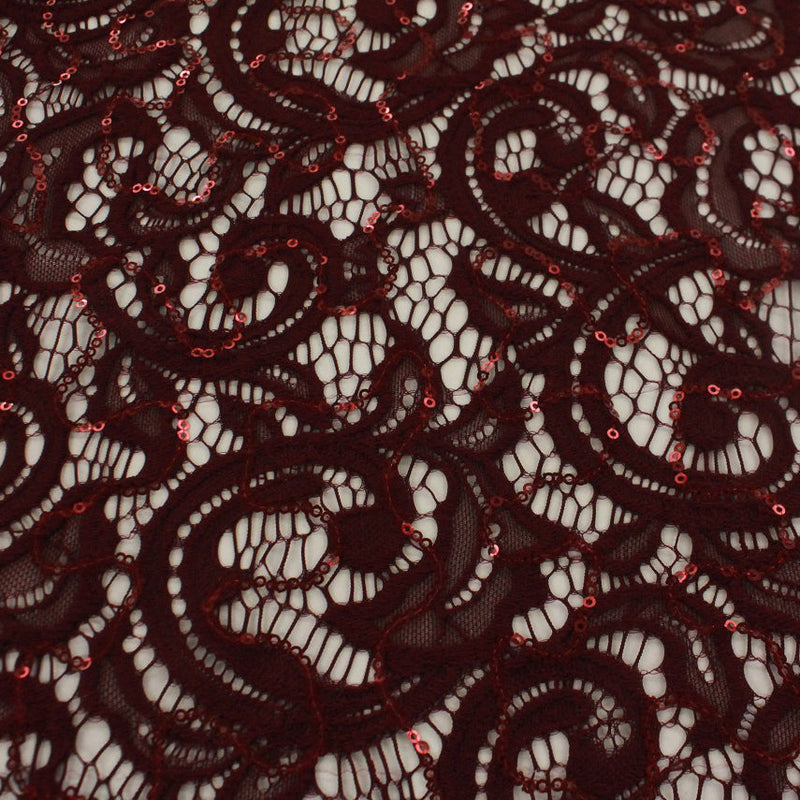 Ashley Stretch Lace Sequin Nylon Spandex Fabric - Embroidered Sequin, 57/58" Width (1 Yard)