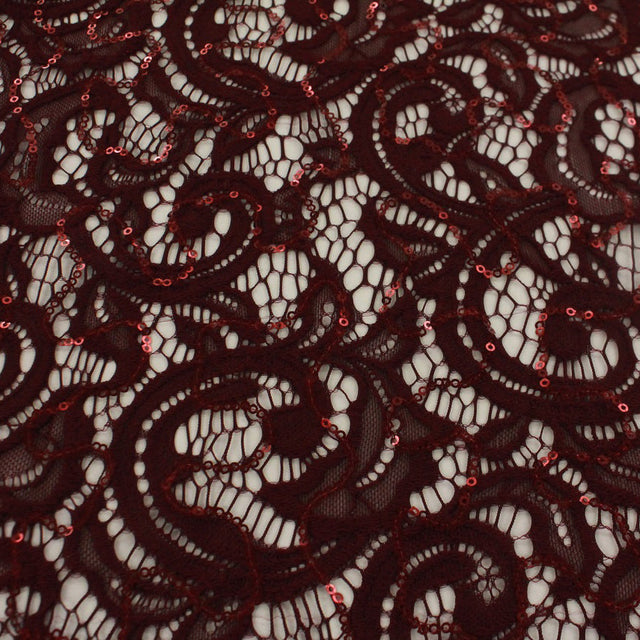 Ashley Stretch Lace Sequin Nylon Spandex Fabric - Embroidered Sequin, 57/58" Width (1 Yard)