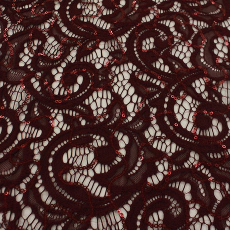 Ashley Stretch Lace Sequin Nylon Spandex Fabric - Embroidered Sequin Lace, 57/58" Width (1 Yard)