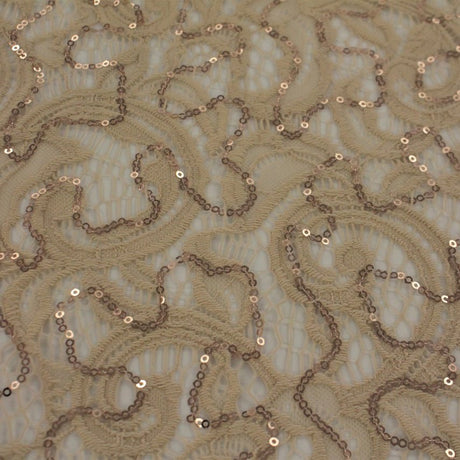 Ashley Stretch Lace Sequin Nylon Spandex Fabric - Embroidered Sequin Lace, 57/58" Width (1 Yard)