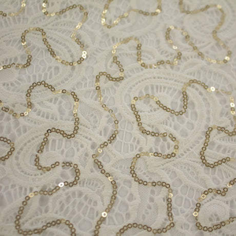 Ashley Stretch Lace Sequin Nylon Spandex Fabric - Embroidered Sequin, 57/58" Width (1 Yard)