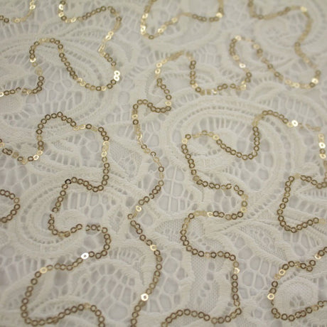 Ashley Stretch Lace Sequin Nylon Spandex Fabric - Embroidered Sequin Lace, 57/58" Width (1 Yard)