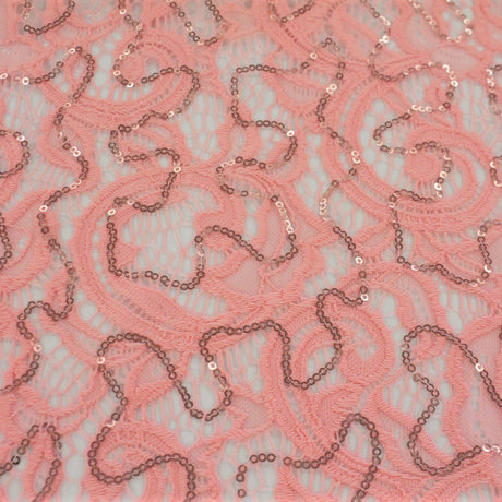 Ashley Stretch Lace Sequin Nylon Spandex Fabric - Embroidered Sequin, 57/58" Width (1 Yard)