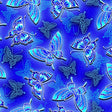 Quilting Cotton Asian Garden II Butterfly Floral Blue Oasis Fabrics