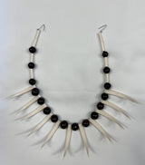 Authentic Ula Nifo Necklace Fabric - White Shells, Brown Beads (1 Piece)
