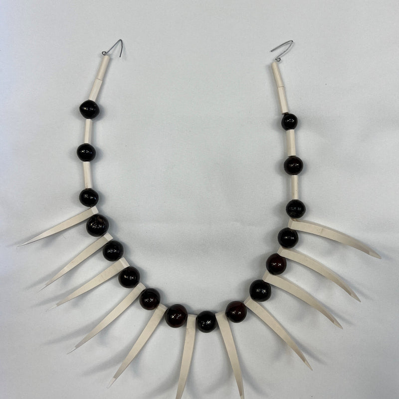 Authentic Ula Nifo Necklace Fabric - White Shells, Brown Beads (1 Piece)