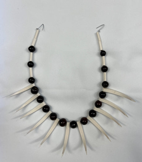 Authentic Ula Nifo Necklace Fabric - White Shells, Brown Beads (1 Piece)