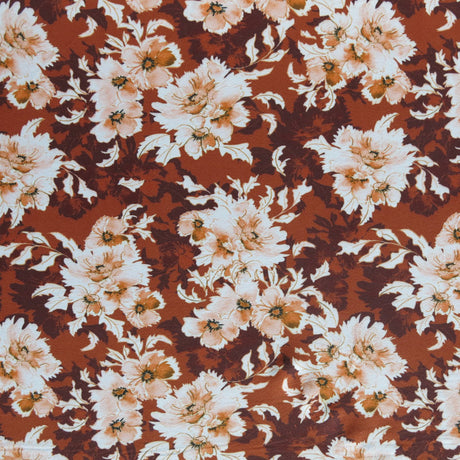 Poly Spandex Brushed Jersey Knit Fabric Autumn Blooms
