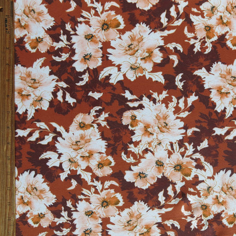Poly Spandex Brushed Jersey Knit Fabric Autumn Blooms