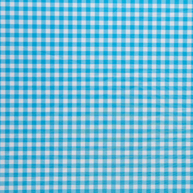 Swim Knit Poly Spandex Gingham Azure Blue