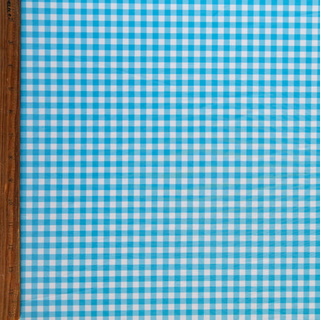 Swim Knit Poly Spandex Gingham Azure Blue