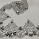 Beaded Corded Floral Lace Trim 7" Wide