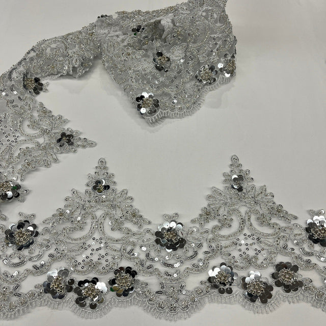 Beaded Corded Floral Lace Trim