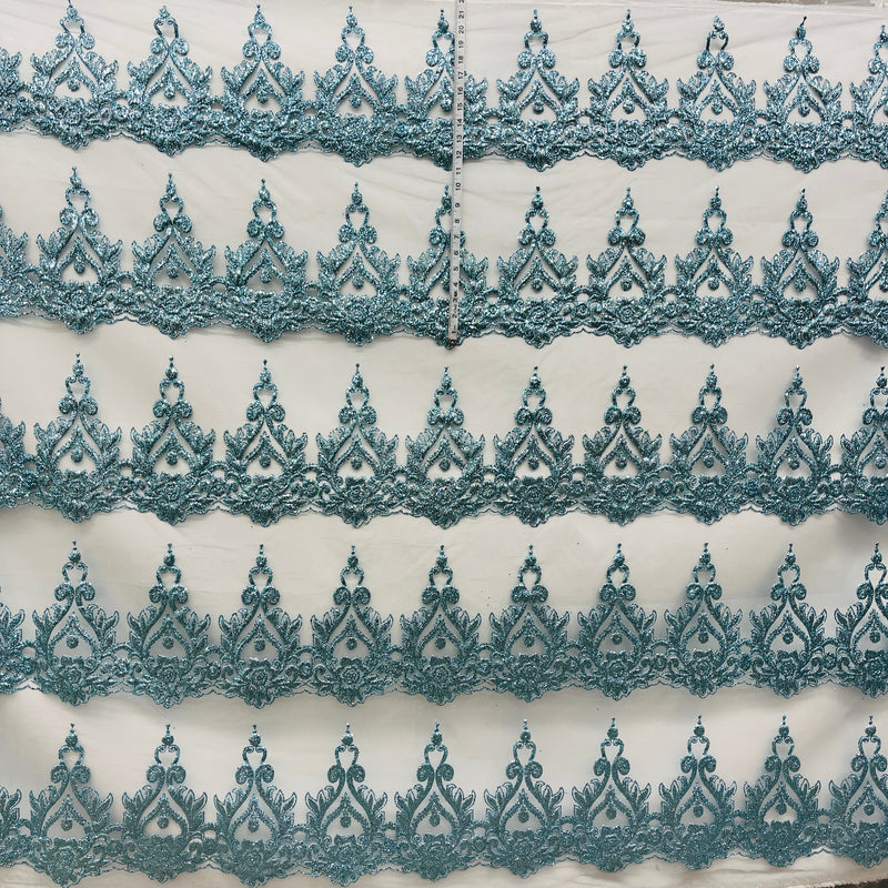 Glitter Mesh Fabric Turquoise
