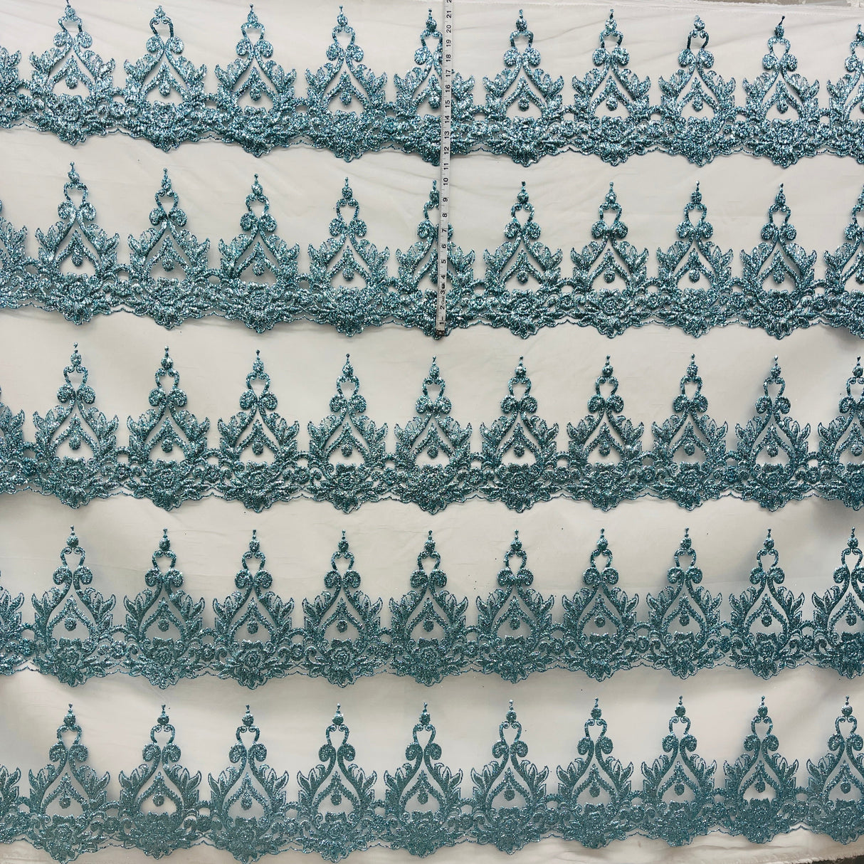 Glitter Mesh Fabric Turquoise