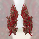 Rhinestone Applique Floral Lace Pair 14" x 4"