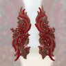 Rhinestone Applique Floral Lace Pair 14" x 4"