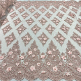 Beaded 3D Floral Lace Mesh