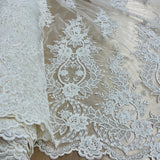 Beaded Corded Bridal Lace Fabric