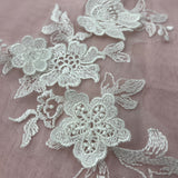 3D Floral Lace Applique on Polyester Net Mesh