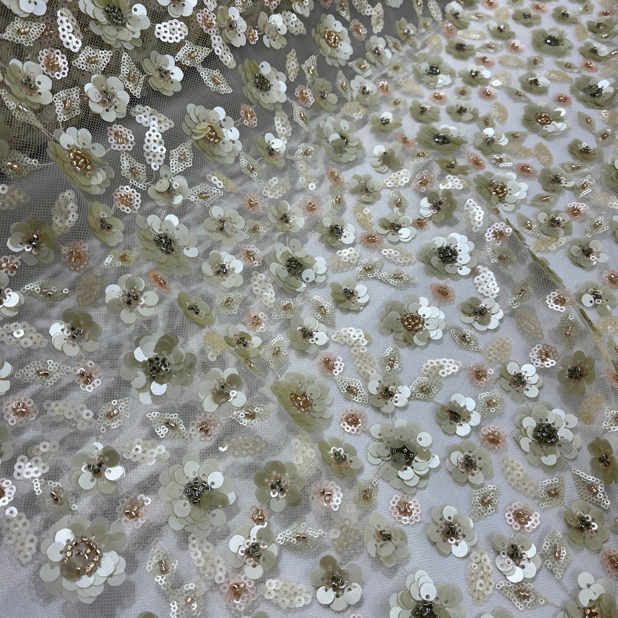 Beaded Sequined Lace Fabric 54" Wide