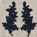 Beaded Corded Floral Lace Applique 100% Polyester Net Mesh