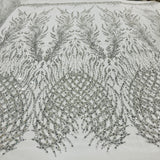 Beaded Lace Fabric on Polyester Net Mesh